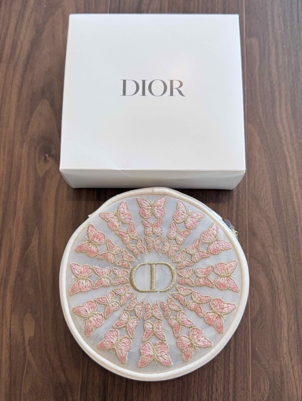 NEW DIOR Parfums Butterfly Embroidered Metallic Cosmetic Pouch! - Picture 12 of 13